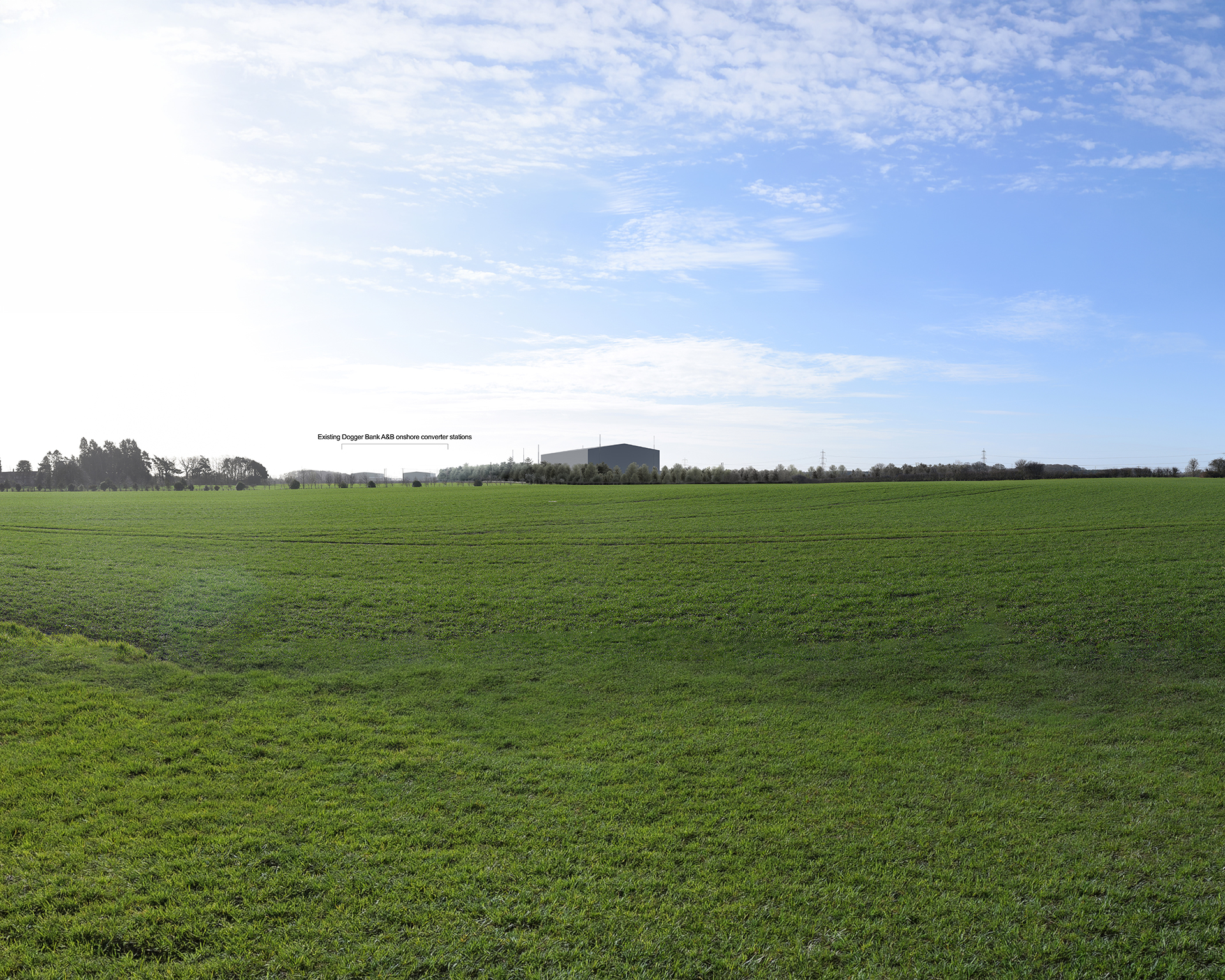 Viewpoint 1: Shepherd Lane - Photomontage of proposed development with Mitigation at Year 10