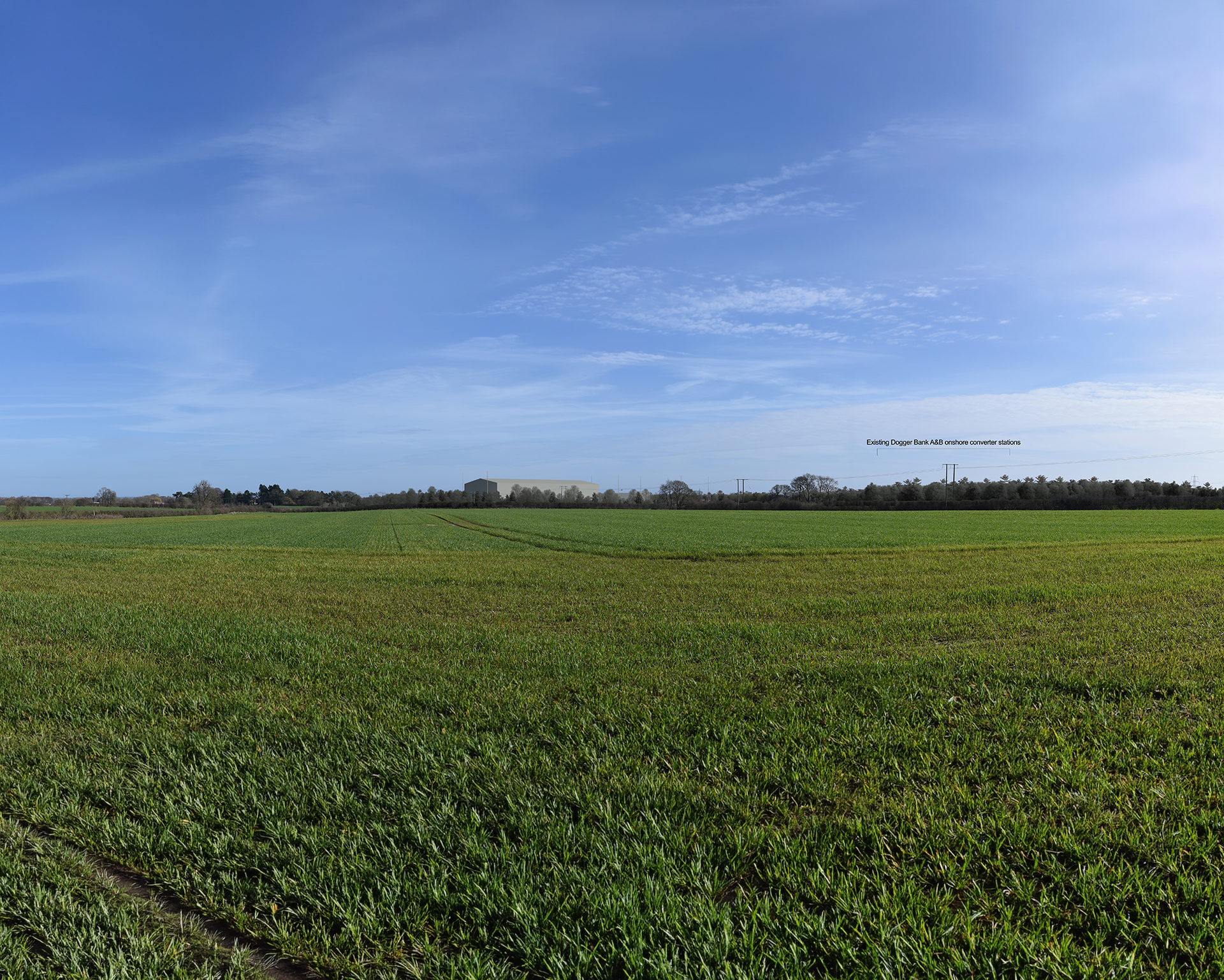 Viewpoint 4: Footpath along new A164 - Photomontage of proposed development with Mitigation at Year 10